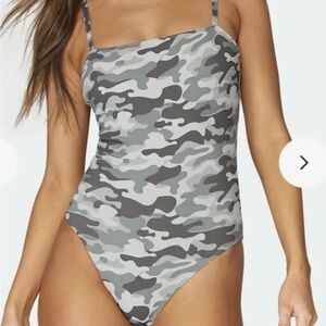 Spiritual Gangster Gray Camo One-Piece Swimsuit